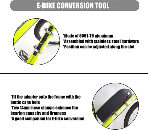 Miniatura 4 de DRIFT MANIAC Kit de conversión Ebike para adaptador de batería, montaje en bastidor, aluminio negro