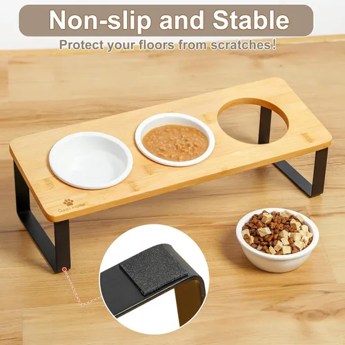 Miniatura 6 de Sunhoo Tazones Elevados para Comida y Agua de Gatos, Platos Inclinados Elevados para Gatitos, Juego de 3 Platos de Cerámica para Gatos