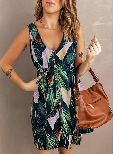 Miniatura 3 de Hount Vestido casual de verano sin mangas con botones y bolsillos para mujer 2023