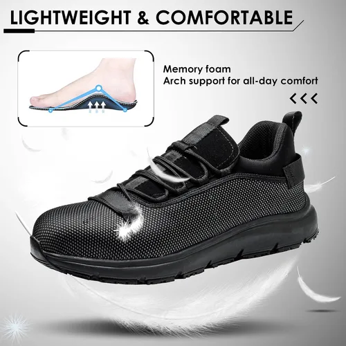 Miniatura 4 de ulogu Zapatos deportivos antideslizantes con punta de acero para hombre, impermeables, ligeros, cómodos, indestruables, de seguridad, para trabajo