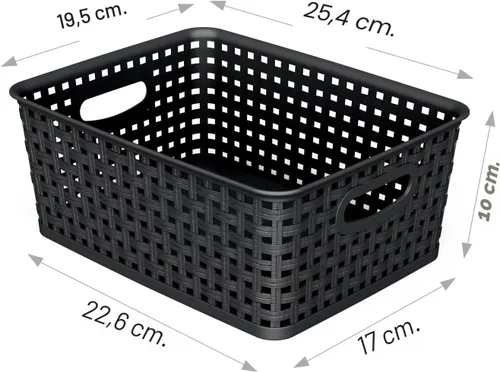 Miniatura 2 de WYT Cesta organizadora de almacenamiento tejida, paquete de 6 cestas de tejido de plástico negro, 10.1 x 7.55 x 4.1 pulgadas