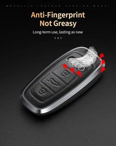 Miniatura 7 de SANRILY Funda de llave para Audi 2020 2021 de cuero de metal, Negro