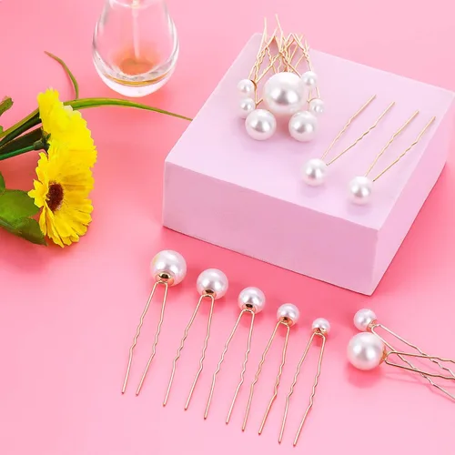 Miniatura 3 de Lusofie 36 horquillas para el pelo con perlas para mujeres y niñas, peinados de novia y boda, alfileres de perlas (6 tamaños)
