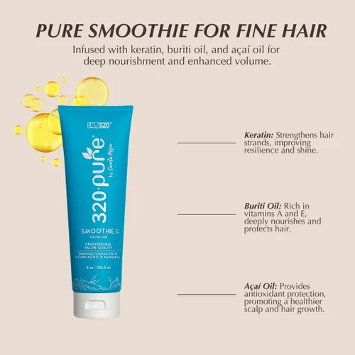 Miniatura 3 de 320Pure Smoothie - Acondicionador sin enjuague para cabello fino, 8 onzas, sin sulfatos, fórmula ligera y segura para el color, desenredante
