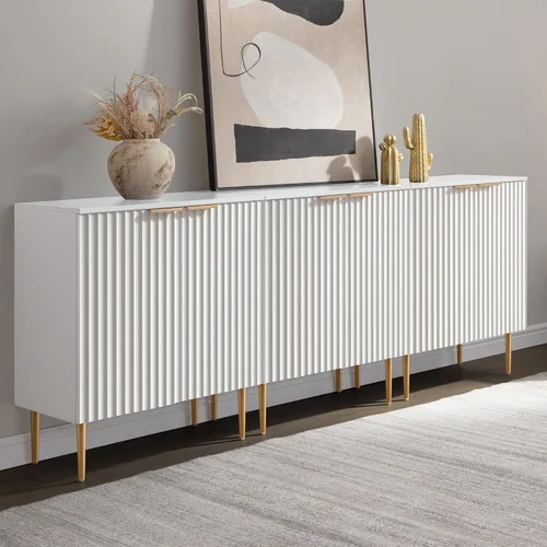 Miniatura 14 de SICOTAS Aparador Moderno de Entrada - Credenza de Buffet con Almacenamiento, Gabinete con 2 Puertas y Estantes Ajustables, Mesa de Acento para Barra