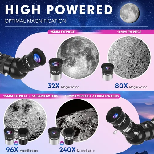 Miniatura 3 de Telescopio, Telescopio para Adultos de Alta Potencia, Telescopio Refractor Profesional de 90mm de Apertura y 800mm para Adultos Principiantes