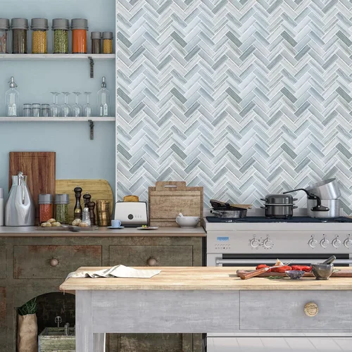 Miniatura 5 de Tilingview 10 piezas de azulejos de pelar y pegar para salpicaduras de cocina, diseño de tiras, azulejos de vinilo autoadhesivos, adhesivo de pared