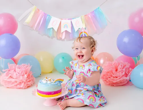 Miniatura 4 de Cartel para silla alta de arcoíris pastel, cartel de tul y cinta para silla de bebé de primer cumpleaños, decoraciones de arcoíris