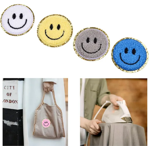 Miniatura 6 de Kare & Kind Parches para planchar Smiley – Parches bordados de chenilla – Coser o planchar en piezas para ropa, camisas, uniformes, vestidos