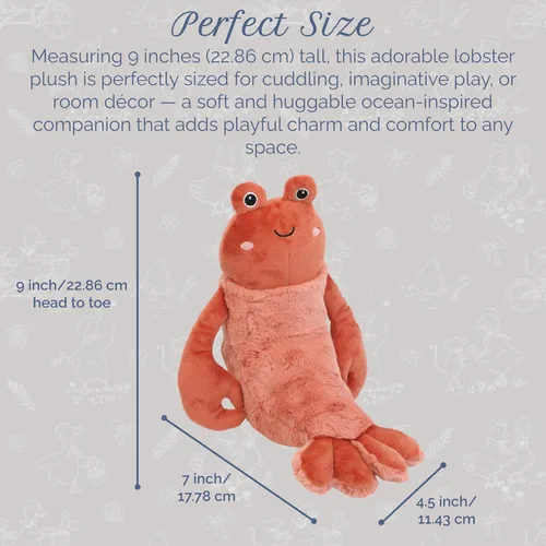 Miniatura 3 de MON AMI Da Pinchi the Lobster - Peluche suave y tierno de 9 pulgadas Adorable langosta inspirada en el océano para jugar, coleccionar y decorar