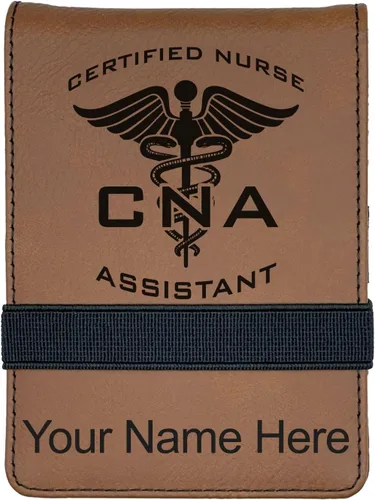 Miniatura 14 de LaserGram Mini padfolio con bloc de notas y bolígrafo, asistente de enfermera certificada por la CNA, grabado personalizado incluido (verde azulado)