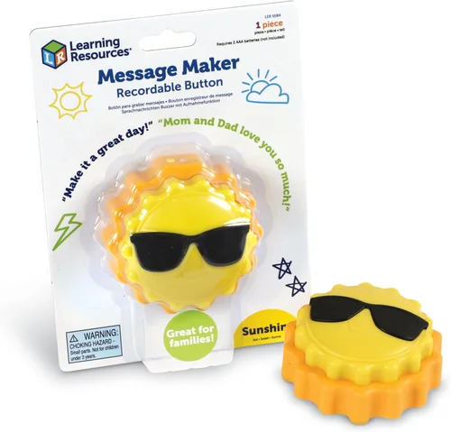 Learning Resources Mensajero Grabable Botón Sunshine, Juguetes SEL, Artículos Esenciales para el Aula, Suministros para Profesores, Regalos para