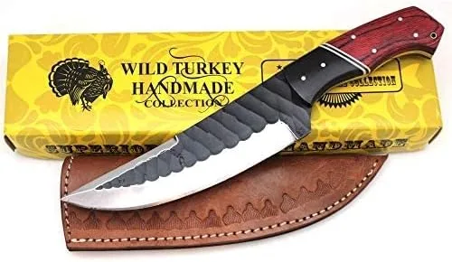 Miniatura 6 de Cuchillo Wild Turkey de hoja fija, acero al carbono, con funda de cuero