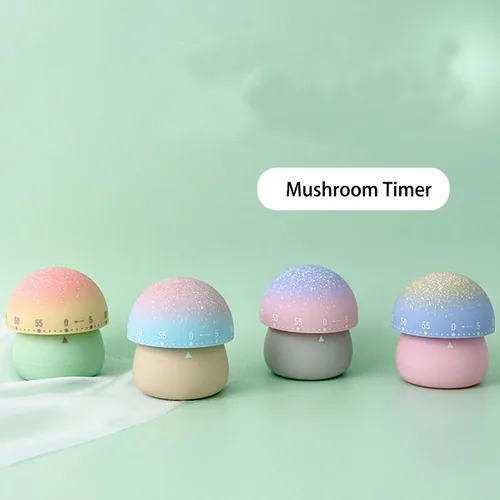 Miniatura 2 de Temporizador de cocina mecánico de 60 minutos para niños, lindo temporizador de cocción de hongos (beige)