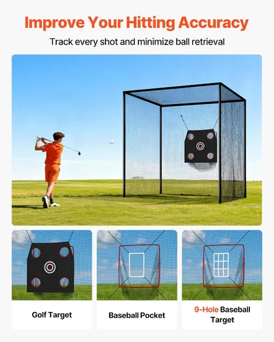 Miniatura 5 de VEVOR Jaula de bateo de béisbol, red profesional de entrenamiento de bateo de béisbol de sóftbol, resistente, resistente, cerrada, de polietileno