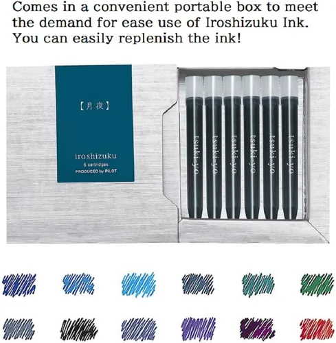 Miniatura 3 de Pilot Iroshizuku - Cartuchos de tinta para pluma estilográfica Shin-Kai (azul oscuro) 6 piezas IRF-6S-SNK con adhesivo Kanji Love