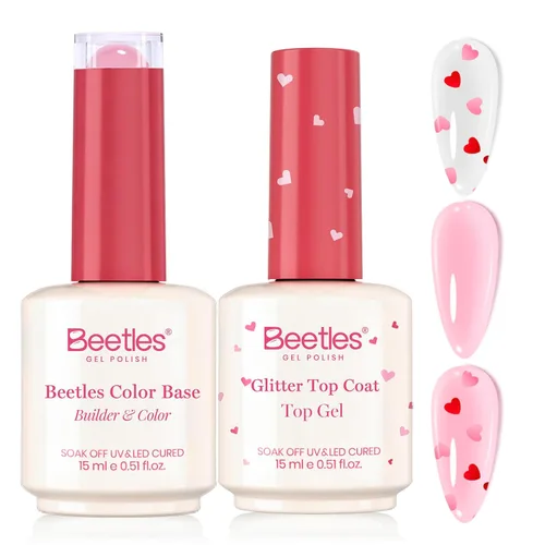 Miniatura 9 de Beetles - Esmalte de uñas de gel con base de goma, 6 colores nude, esmalte de gel rosa, melocotón, neutro, transparente, francesa, colores base