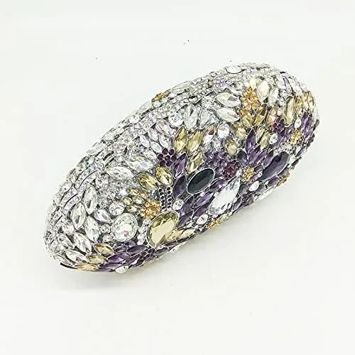 Miniatura 3 de Bolsos de noche de flores y embragues para mujer bolsos formales de fiesta con diamantes de imitación bolso de mano de cristal para boda
