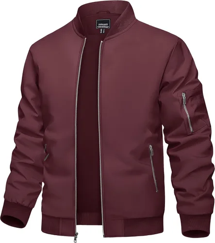 Miniatura 10 de TACVASEN Chaqueta bomber para hombre, ligera, casual, primavera, otoño, cortavientos, con cremallera y bolsillo