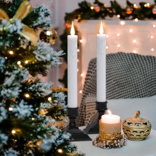 Miniatura 3 de GenSwin Velas de Ventana que Funcionan con Batería con Temporizador, Velas Cónicas sin Llama, Candelabros Cónicos LED para Ventana Negros