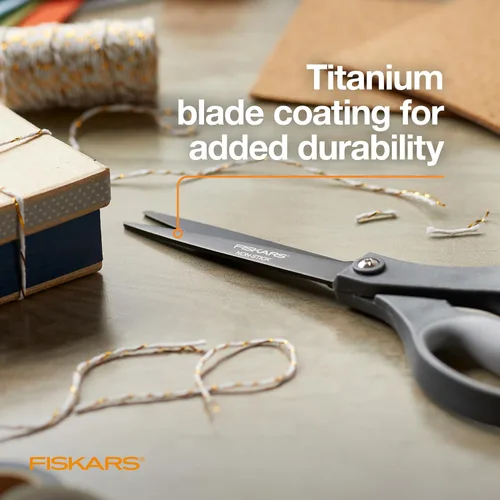 Miniatura 2 de Fiskars Tijeras de 8 pulgadas con Empuñadura Cómoda Antiadherentes de Titanio para Todo Uso - Cuchillas de Acero Inoxidable para Tareas de Corte