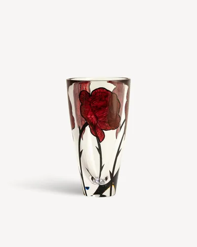 Miniatura 2 de Kosta Boda Jarrón de tatuaje de 10 pulgadas, vidrio pintado a mano, inspirado en tatuajes de rosas, decoración para el hogar y la oficina, centro