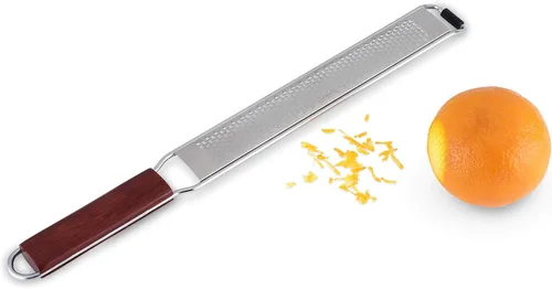 Viski Rallador de Cítricos y Queso, Rallador Raspador de Acero Inoxidable con Mango de Madera de Acacia para Limones, Naranjas, Nuez Moscada y