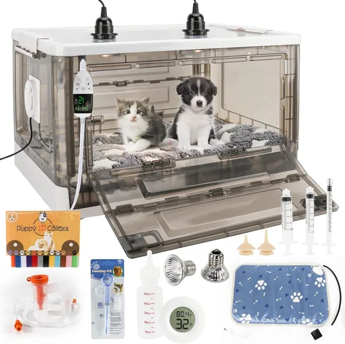 Incubadora de cachorros con calefacción, incubadora para cachorros, diseño de circulación de ventilación de ventilador, incubadora para gatitos,