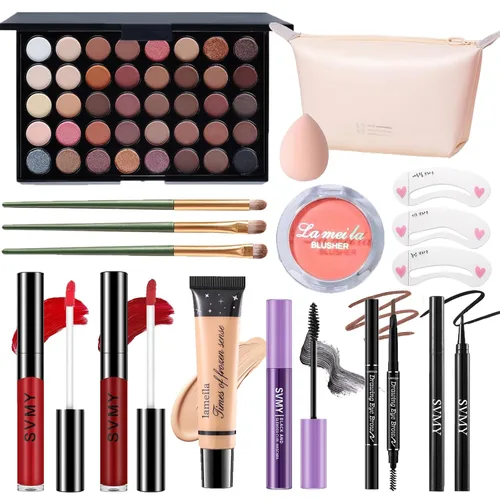 Miniatura 14 de Set de maquillaje para mujeres, kit completo de maquillaje para principiantes y profesionales, juego de maquillaje de viaje para adolescentes