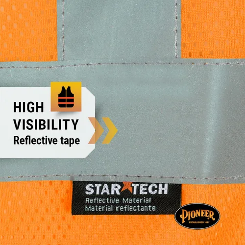 Miniatura 4 de Pioneer Hi Vis - Chaleco de seguridad de malla para hombres y mujeres, cinta reflectante, clase 2, tráfico, seguridad pública, seguridad