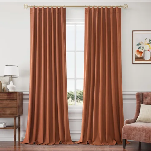 Miniatura 13 de Joywell 2 cortinas opacas 100%, lino, beige natural, trabillas traseras/cinta con ganchos, aislantes, de dormitorio, comedor, sala, puerta corrediza