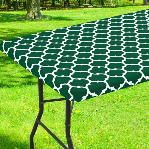 Miniatura 34 de Smiry Mantel cuadrado para mesa de pícnic, manteles de camping impermeables elásticos ajustables, protector de mantel de vinilo con respaldo de Gris