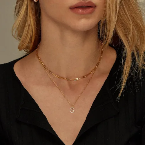 Miniatura 3 de Yoosteel Regalos para el día de San Valentín para niñas y ella, collares con iniciales de oro para mujer, chapado en oro, collar con dije de letra