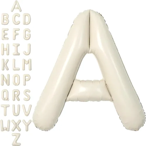 Miniatura 54 de SUWEN Globos de helio grandes de 102 cm (40 pulgadas) con letra S en color crema. Globos grandes de papel de aluminio con letra en helio, de A a Z.