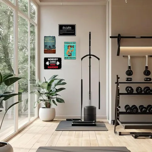 Miniatura 7 de Póster de disciplina para gimnasio, carteles de entrenamiento para gimnasio en casa, decoración de pared de metal, divertidos carteles de lata