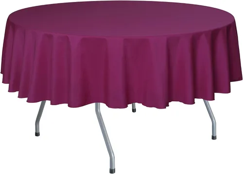 Miniatura 43 de Ultimate Textile Mantel redondo de lino de poliéster de 60 pulgadas, se adapta a mesas de menos de 60 pulgadas de diámetro, naranja neón