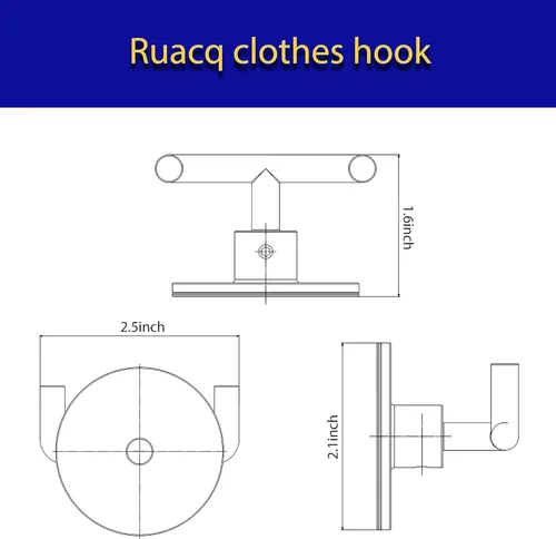 Miniatura 6 de Ruacq Gancho doble adhesivo para toallas, base redonda cromada, bata de baño, soporte para toallas de mano, acero inoxidable y aleación de zinc