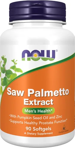 NOW Suplementos Extracto de Saw Palmetto con Aceite de Semilla de Calabaza y Zinc, Salud de los Hombres*, 90 Cápsulas Blandas