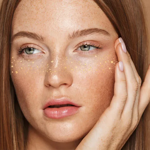 Miniatura 2 de Flash Tattoos GALACTIC GOLD - 10 parches de belleza metálicos impermeables de alta calidad con brillo cósmico y brillo celestial, maquillaje
