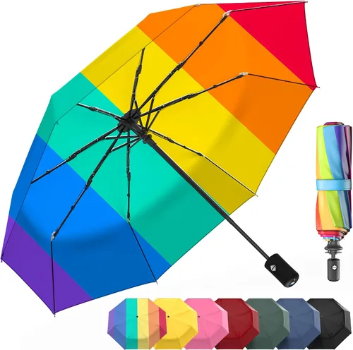 Miniatura 45 de Rain-Mate Paraguas compactos resistentes al viento para la lluvia, diseño de costilla de fibra de vidrio reforzada fuerte y apertura y cierre