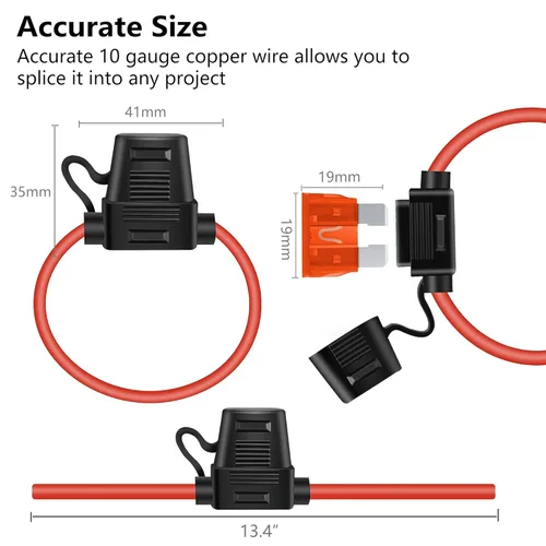 Miniatura 4 de MulWark Paquete de 2 cables marinos de cobre estañado de calibre 10, impermeables, IP67, portafusibles en línea, relé de bloque de fusibles de hoja