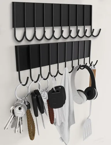 Miniatura 10 de 2 piezas de soporte magnético para llaves de pared, soporte magnético para llaves con 6 ganchos para puerta delantera de metal, soporte magnético