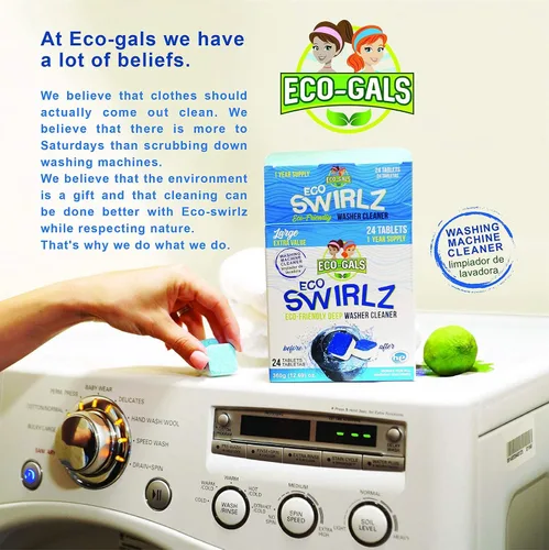 Miniatura 2 de ECO-GALS Scrubz & Swirlz - Paquete de limpiador de lavadora y lavavajillas sin perfume, suministro de 1 año más organizador magnético