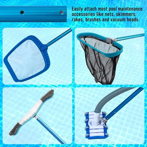 Miniatura 5 de U.S. Pool Supply Poste telescópico de piscina de 10 pies – Red de aluminio para piscina, rastrillo, cepillo, mango de cabeza al vacío, adjunta