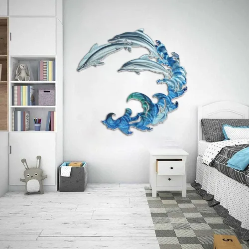 Miniatura 2 de JILIP Letreros de metal para pared, diseño de silueta de pared 3D, letreros decorativos de pared de playa, esculturas de pared para interiores