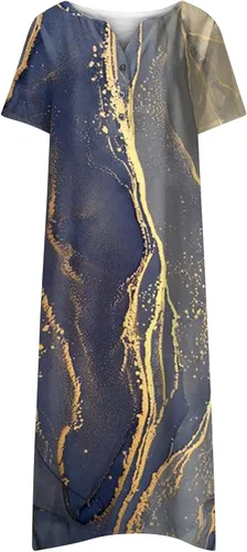 Miniatura 2 de Vestidos de verano para mujer, estilo casual, con cuello en V, manga corta, con vuelo, para 2023