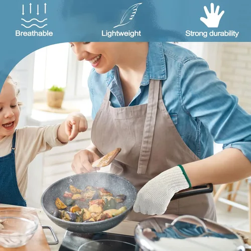 Miniatura 4 de GSAFEME 12 Pares de Guantes de Forro de Algodón para Barbacoa, Cocina, Parrilla, Manipulación de Alimentos - Guantes de Trabajo de Seguridad