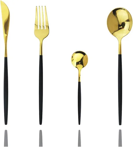 Miniatura 12 de JASHII Juego de cubiertos de 4 piezas de acero inoxidable 304 para el hogar, juego de cubiertos de cocina con espejo, cuchillo pulido, tenedor