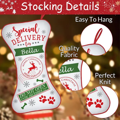 Miniatura 4 de Calcetines de Navidad personalizados con foto de nombre, medias personalizadas en forma de hueso para perros, gatos, mascotas, medias de Navidad