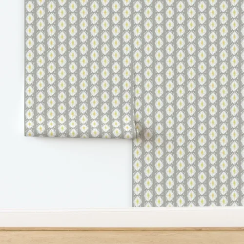 Miniatura 3 de Papel tapiz de grado comercial - Sueño de madera flotante gris tribal escandanavo bloque estampado Ikat enrejado gris mediados de siglo moderno